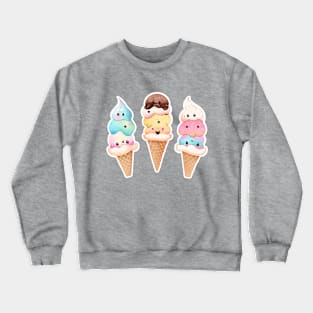 Cute kids design; ice cream; pretty; summer; cool; ice cream cones; cutesie; child; girl; sweet; dessert; Crewneck Sweatshirt